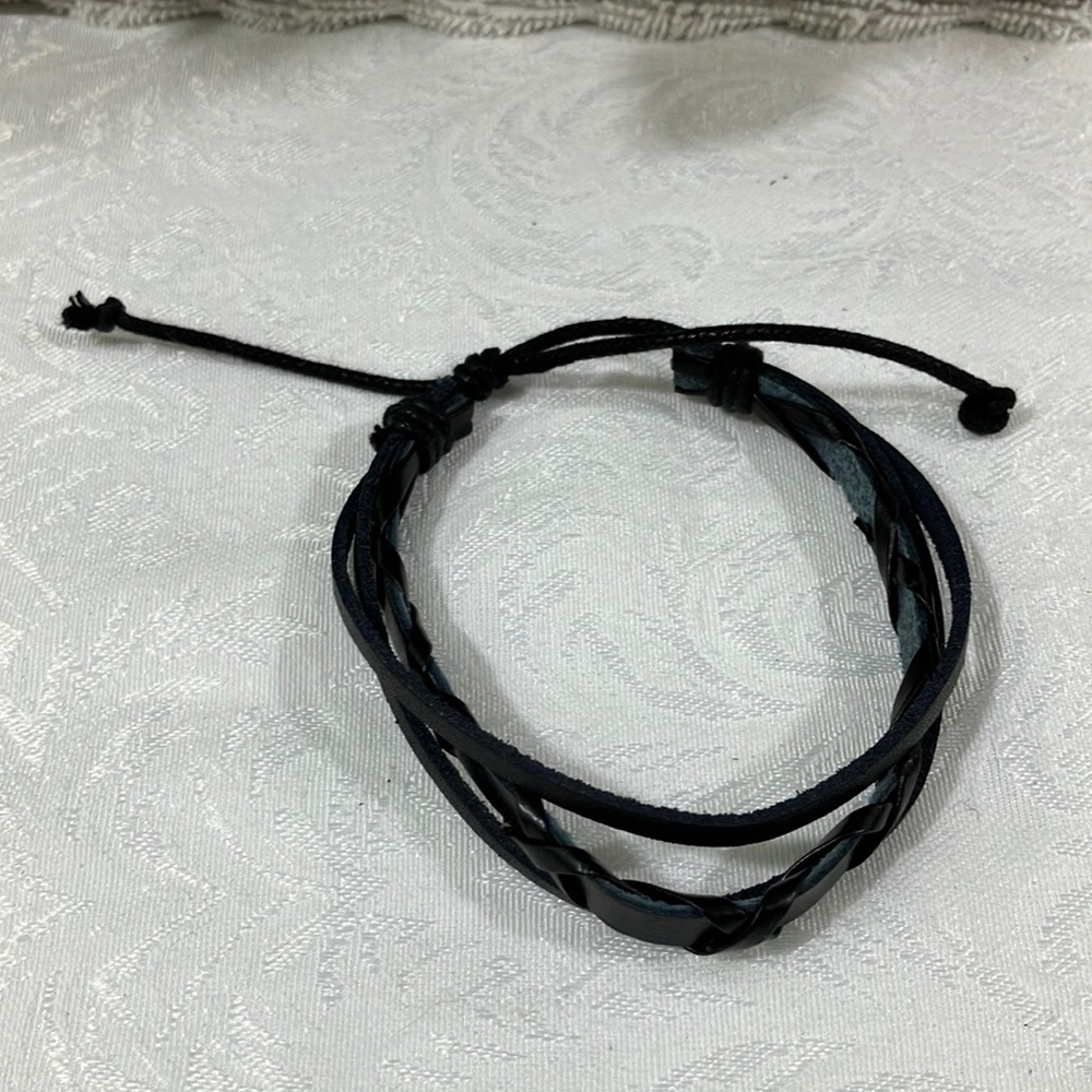 Black Leather Braided Bracelet NWOTs